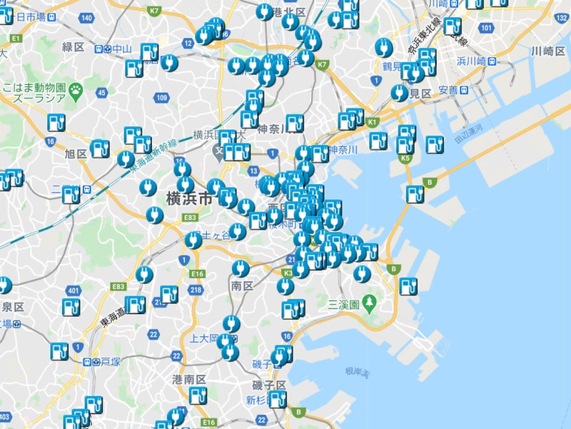 横浜駅周辺　充電マップ