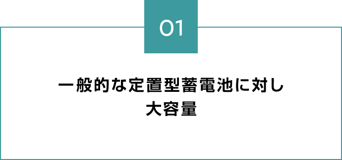 一般的な定置型蓄電池に対し大容量